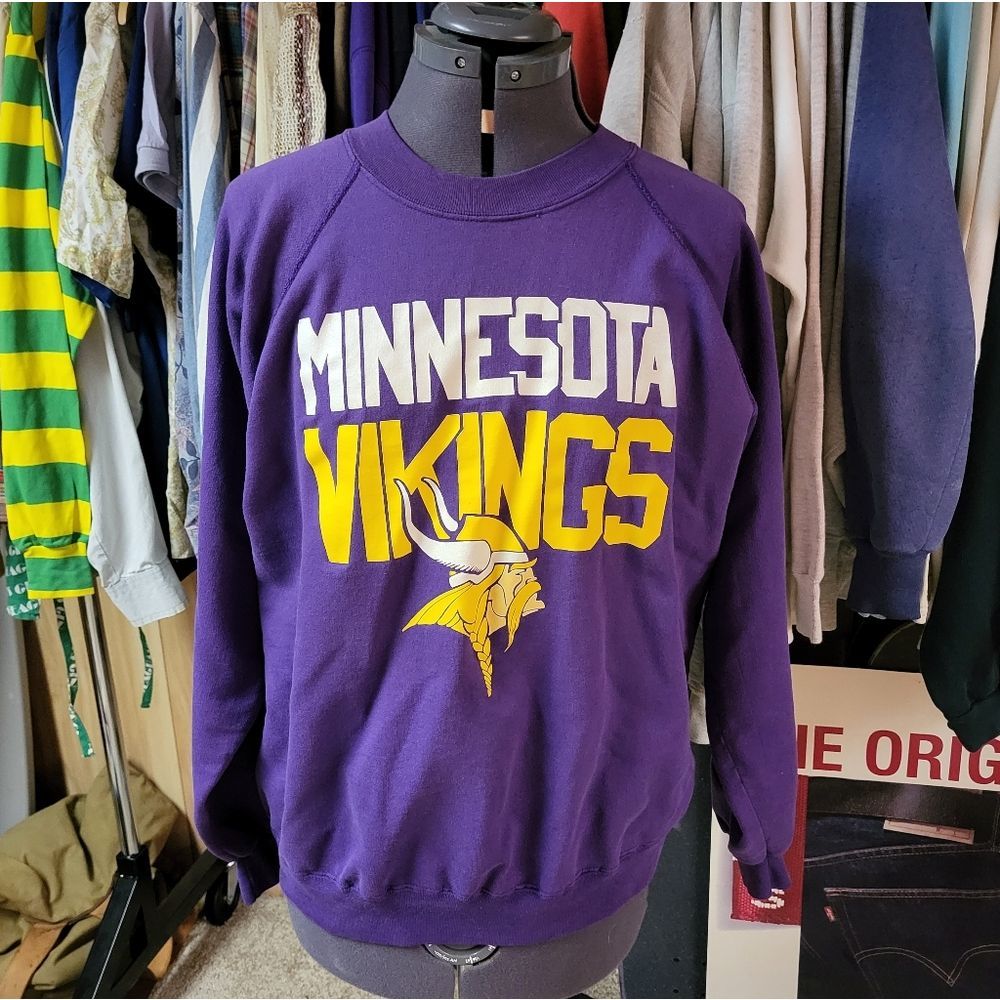80s Trench Brand Minnesota Vikings Crew Neck Sweatshirt Size Large Used NFL Vtg